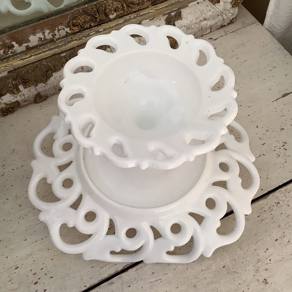 Vintage White Milk Glass Compote Stand - Picture 9 of 9